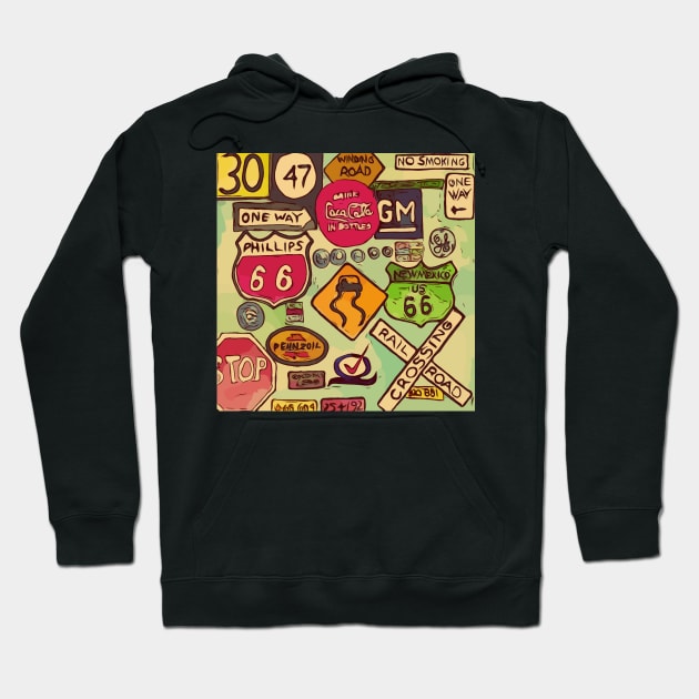 Road signs on Route 66 Hoodie by WelshDesigns